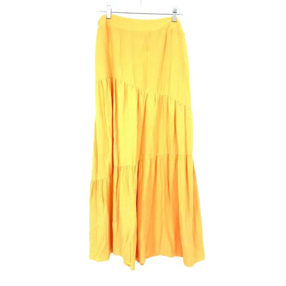 Soft Surroundings Madison Gauze Maxi Skirt Womens Size Large Apricot Tan NEW